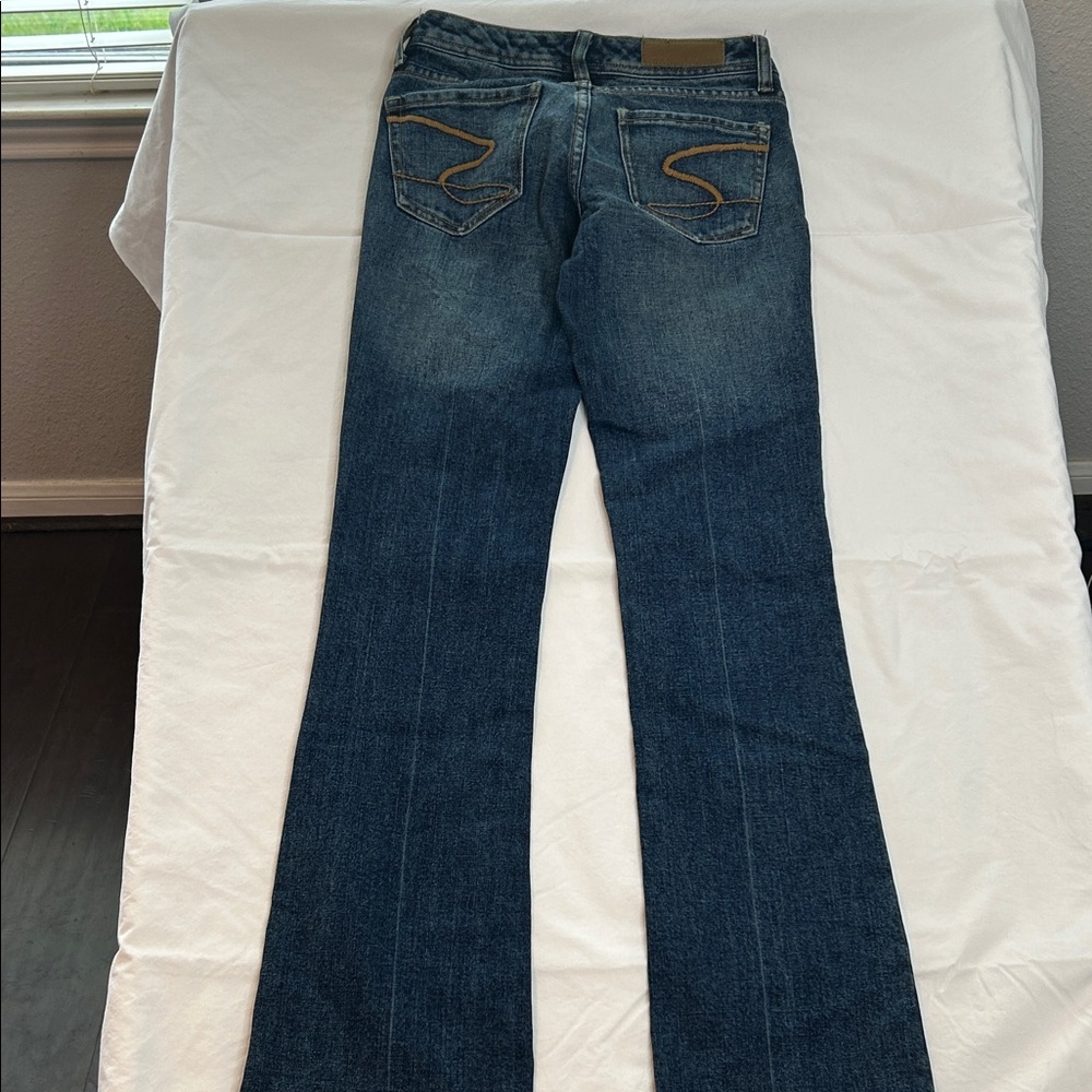 Classic Dark Blue Denim Jeans with Contrast Stitching